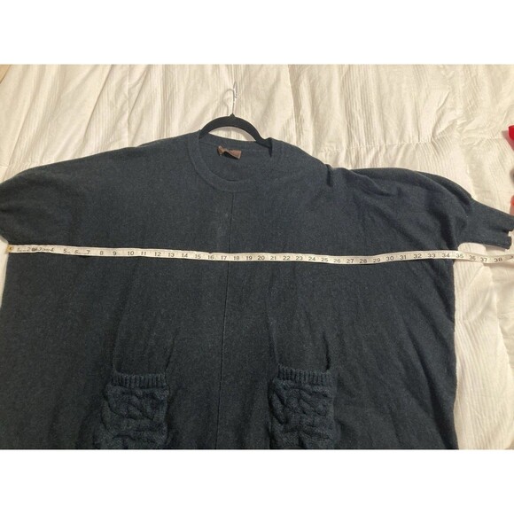 Kerisma One Size Navy Boho Short Sleeve Crew Neck Wool Blend Tunic Pockets - Picture 10 of 10